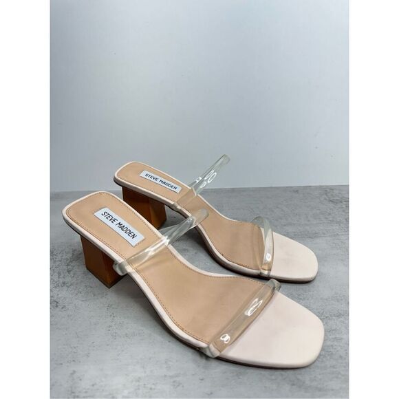 Steve Madden Sandals Womens Size 10 Pink PU Upper  Double Strap Open Toe Heels‎ - Picture 2 of 9